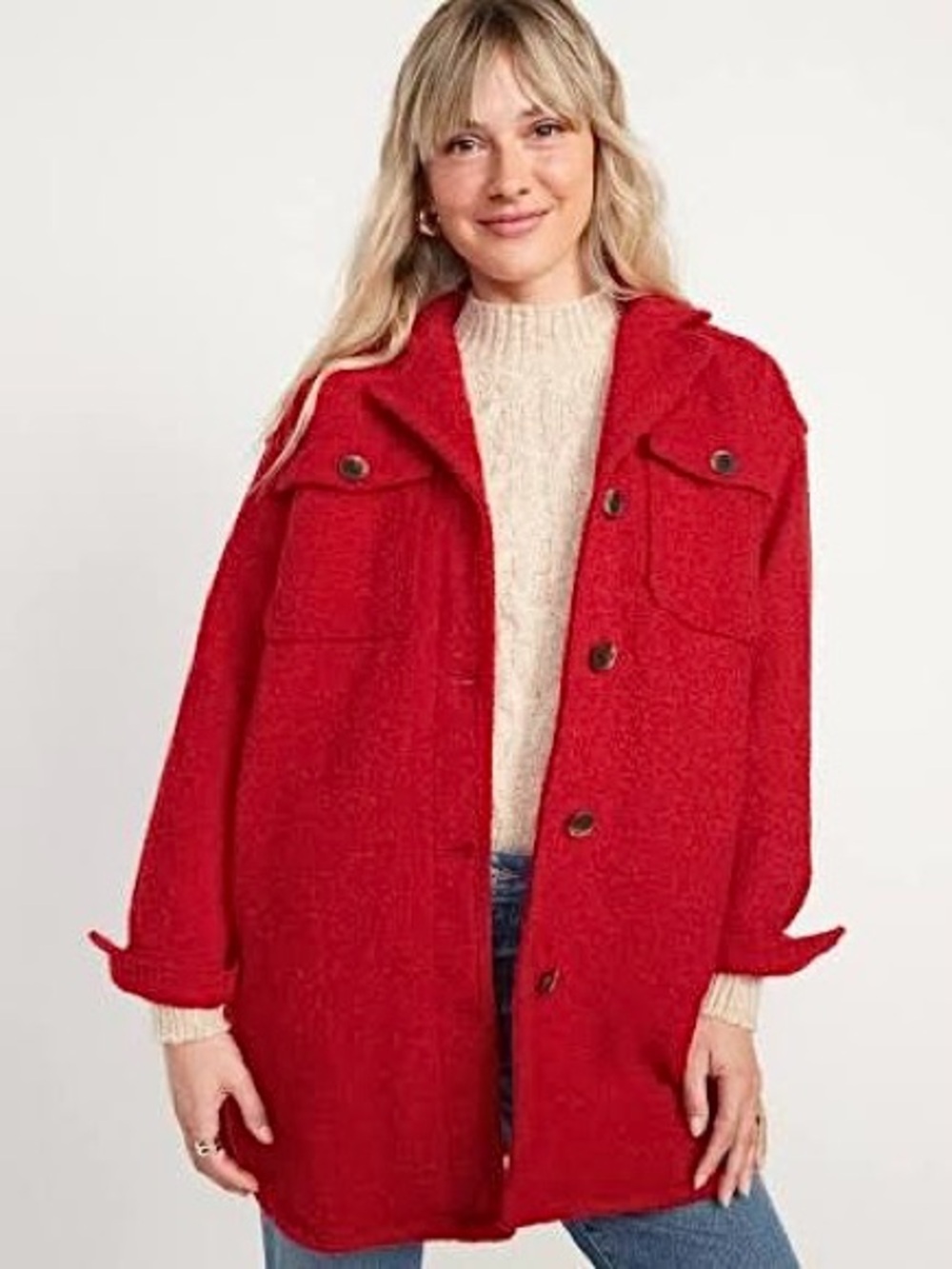 Old Navy 3XL Red Bouclé Shacket